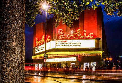 Gothic theater englewood - Englewood, CO. Gothic Theatre. Following a 1998 renovation, the venue has preserved its historic art-deco features while hosting a wide range of musical talent, from local artists to nationally recognized performers such as Slayer, Beastie …